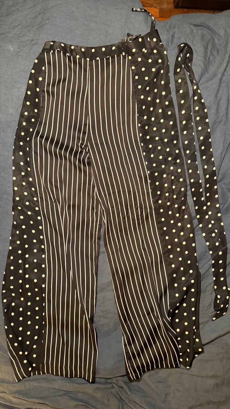 NWT Missguided Stripe Polka Dot Belted Palazzo Pants Size US 4